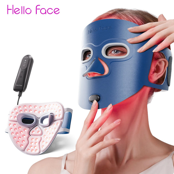 Hello Face Beauty LED Mask Infrared Red Light Wrinkle Reduction Blue Light Acne Treatment 3000mAh Rechargeable Skin Care Device